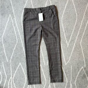 AS Collection Brown Plaid Slim Fit Trousers Boys 13-14